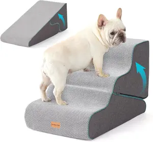 Pet Dog Stairs for Small Dogs 16.5" H, 2 in 1 Transformable 3-Step Pet Stairs and ramp, Dog Steps for Couch (13-20 in) with Durable Non-Slip Waterproof Cover and CertiPUR-US Certified Foam