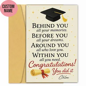 🎓 Custom Graduation Card – “Behind You, Before You” Inspirational Keepsake