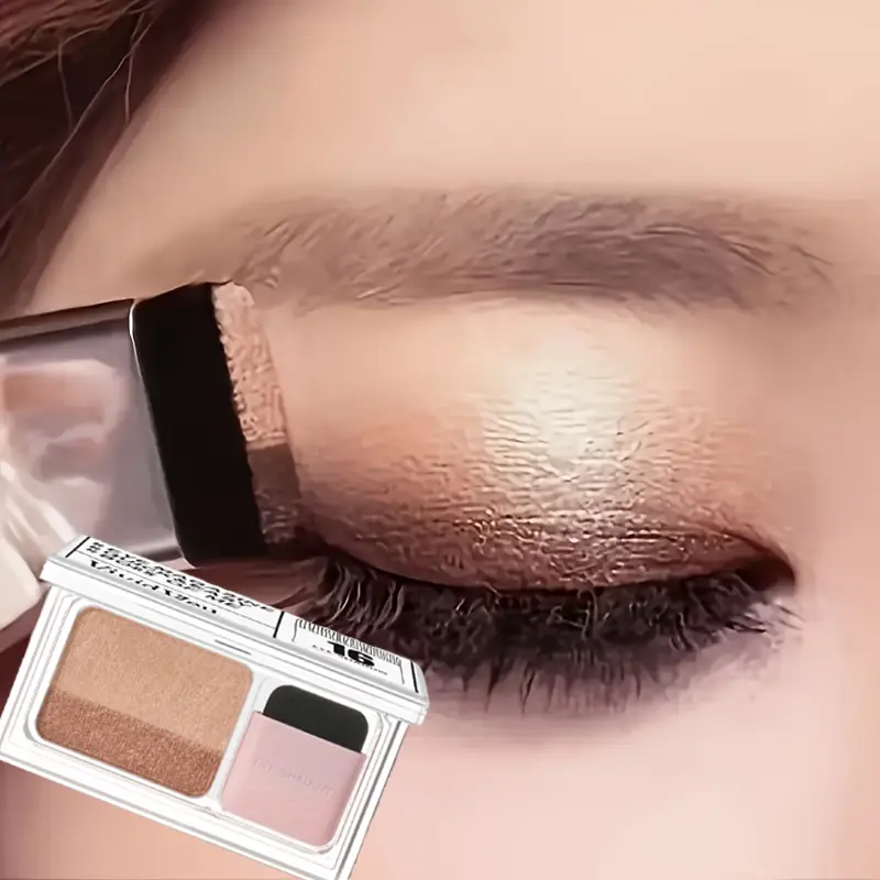 【VividVeu】2-Color  Palette Set with  Brush – 36H waterproof, smudge-proof, high-pigment formula. Smooth, blendable color for natural, daily, smoky, and party looks. Portable and perfect for beginners. trio Eyeshadow denime yeshadow   Eyeshadow Palette