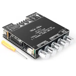 ZK-ST21 100Wx2+200W 2.1Channel Bluetooth Amplifier Board with Subwoofer, TPA3221 Chip, Bass/Treble Control, Bluetooth/AUX/USB Input, 12-30V Wide Voltage Vehicle Amplifier