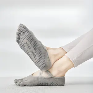 Non-Slip Five Toe Yoga Socks for Women| Cotton Open Back Strap Pilates Socks| Anti-Skid Grip Sports Socks for Yoga & Barre