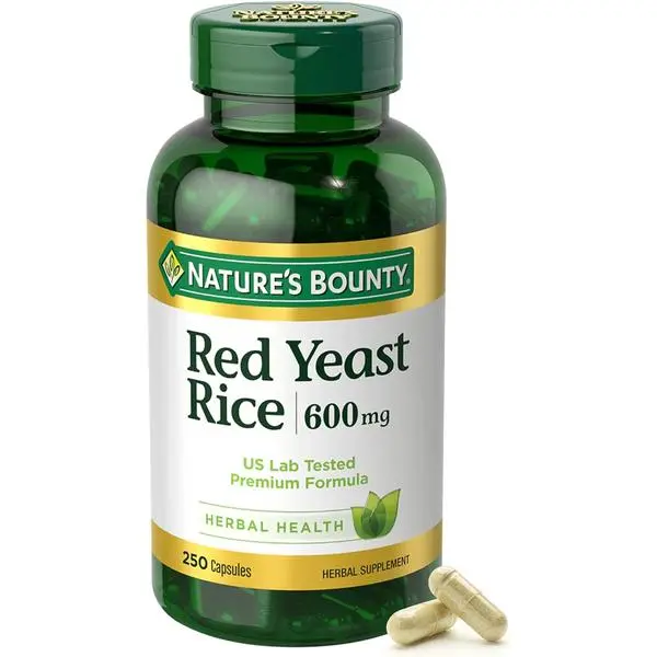 Nature's Bounty Red Yeast Rice Pills and Herbal Health Supplement, Dietary Additive, 600mg, 120 Capsules