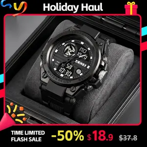 SKMEI Men's Chronograph Digital Watch - 5ATM Waterproof, Multifunctional Battery-Operated LED Quartz Watch with Timing, Calendar, Alarm for Outdoor Sports Enthusiasts, Battery-Operated Digital Watches, Chronograph Digital Watches