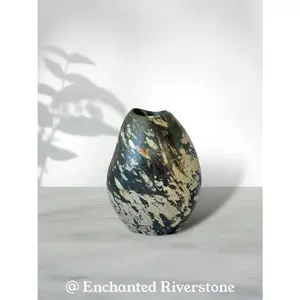 "Black Forest" - Handmade Natural Riverstone Vase