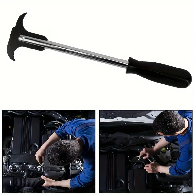 1pc Oil Seal Puller Carbon Steel Wrench Puller, Black Plastic Handle, Double Screwdriver, Car Repair Tool, Oil Seal Disassembly Tool, Automotive Repair Tools, Automotive Vehicle Tool