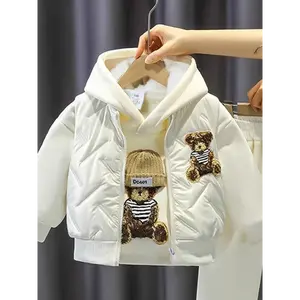 rapunzel costume picture day outfit ballerina costume accessories boys Girls' Thickened Fleece-Lined Hooded Sweatshirt & Pants Set - Cozy Winter Outfit with Bear & Teddy Bear Design, Casual Style, Long Sleeve Pullover & Straight-Leg Pants,