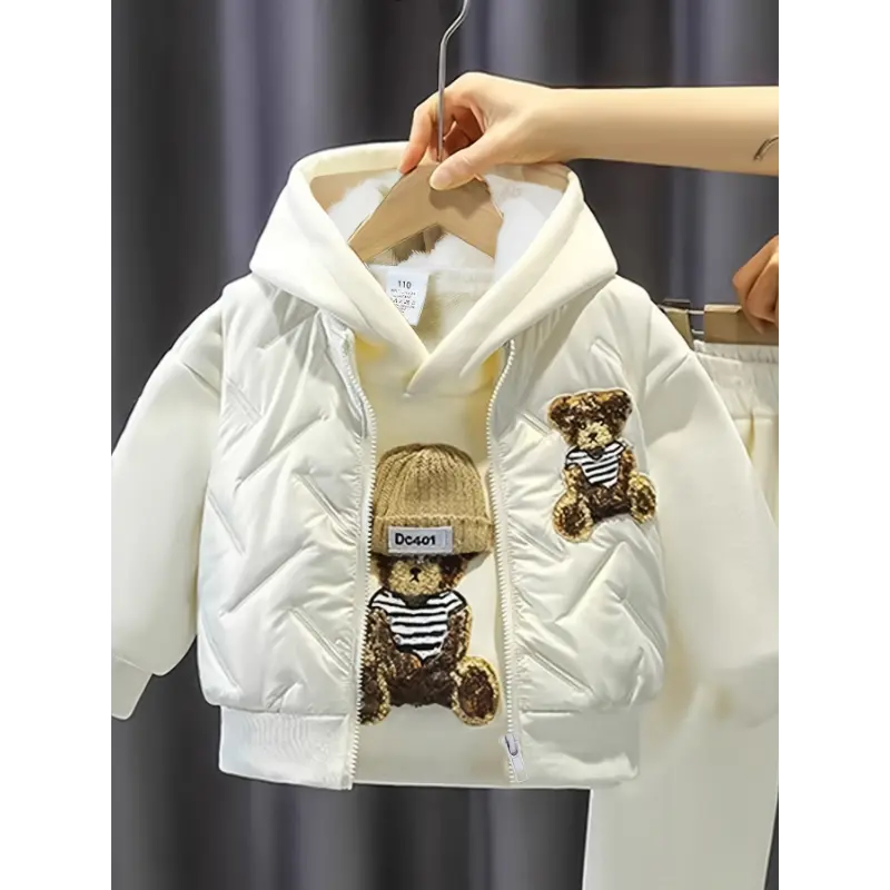 rapunzel costume picture day outfit ballerina costume accessories boys Girls' Thickened Fleece-Lined Hooded Sweatshirt & Pants Set - Cozy Winter Outfit with Bear & Teddy Bear Design, Casual Style, Long Sleeve Pullover & Straight-Leg Pants,