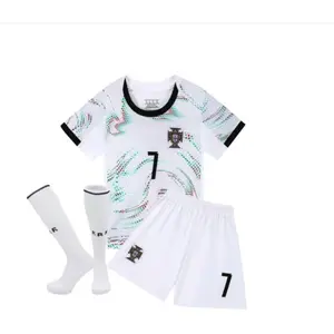 Soccer Jerseys for Boys Girls No.7 Jersey KidsFootball Youth Jerseys Fans Shirts Gift Kit 3 PieceSet Portugal Away