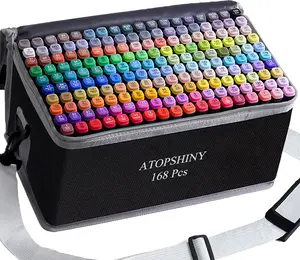 KIDGENIUS Dual-Tip Alcohol Art Markers Set, 262/168120 Vibrant Colors, Quick-Dry Ink, Portable Case, Artist Supplies Coloring Materials Set for Outdoor Sketching & Art Creation, Art Materials, Art School Supplies