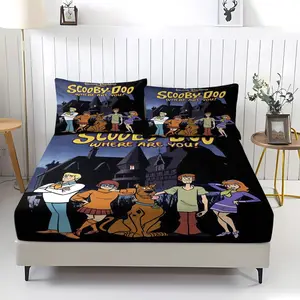 Scooby-Doo Bed Sheet Set (Including 1 Sheet And 2 Pillowcases), Skin Friendly And Breathable Bedding, Perfect For Decorating Bedrooms With Exclusive Atmosphere For Teenagers, Boys, Girls, And Children, Breathable Sheets