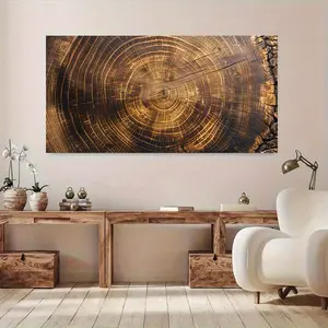 1 piece framed canvas painting depicting gold and brown wood grain, suitable for decoration in living room, bedroom office.