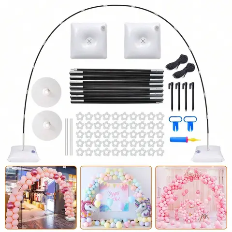 Balloon Arch Kit - Plastic Balloon Party Supplies with 9ft Tall Adjustable Stand, 10ft Wide Arch Shape, Stable Base, Easy Install, Festive Photo Backdrop for Wedding, Baby Shower Decor