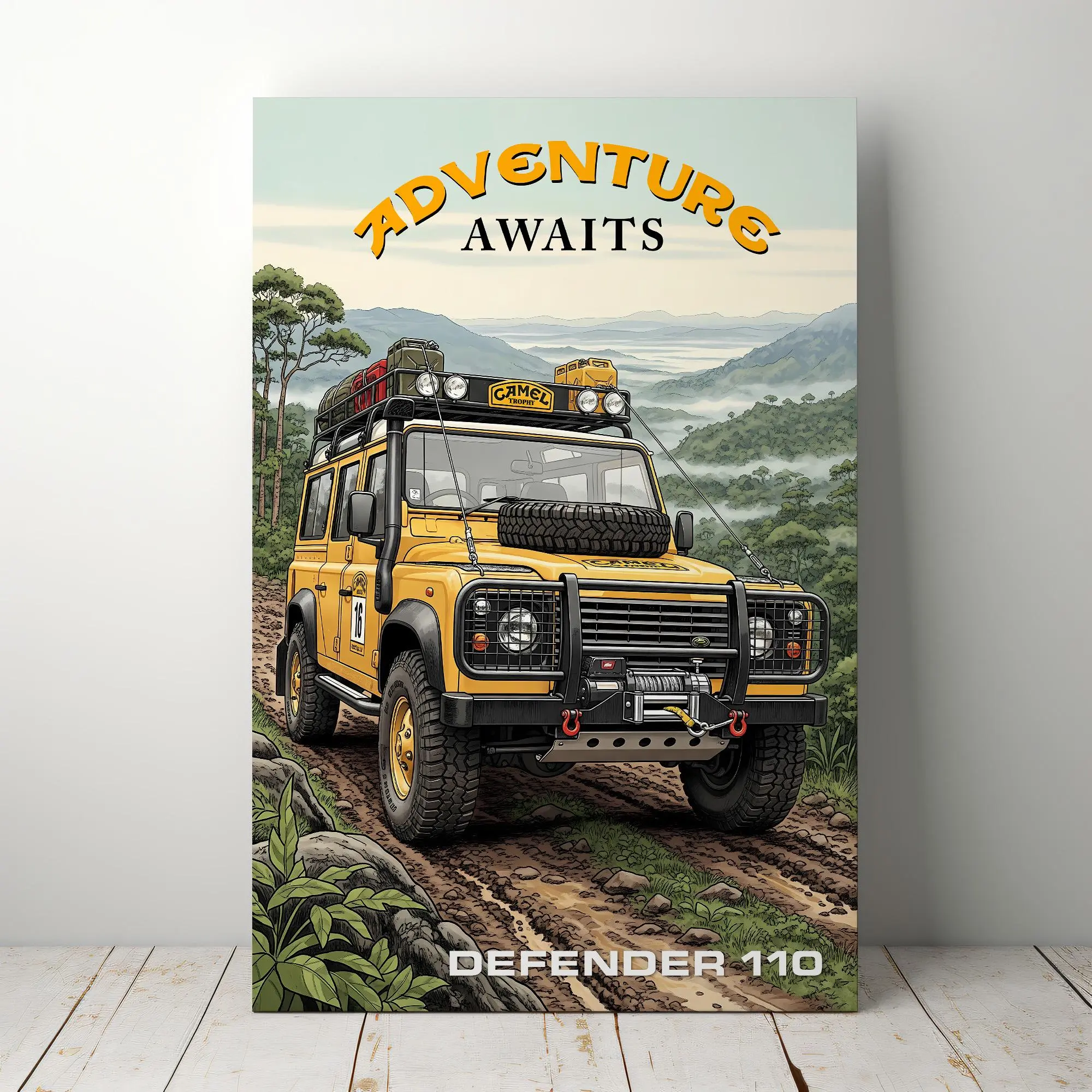1pc Land Rover Defender poster, adventure wall decor, Wood Wall Art, Camel Trophy inspiration, off-road decoration, automotive art, frameless print, premium poster, Modern Home Decor