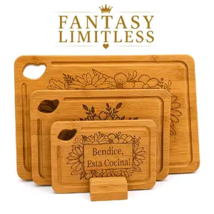 cutting board set, durable bamboo kitchen cutting boards for meat, veggies, and fruit