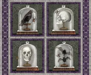 2729P-99 Spooky Vibes Charcoal Halloween Panel Fabric by Blank Quilting