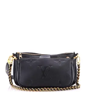 Pre-owned Louis Vuitton material Messenger Bags Multi Pochette Accessoires Monogram Empreinte Giant by Rebag
