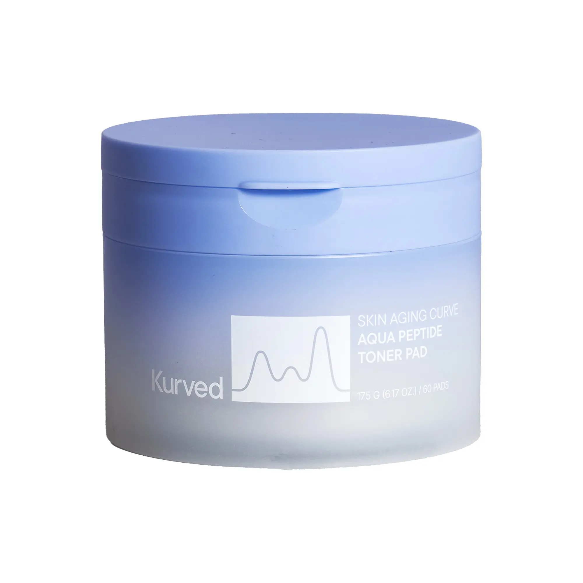 Kurved Aqua Peptide Toner Pad, 60 Sheets (6.17 fl oz) | PHA & Niacinamide Gentle Exfoliating Toner Pads | Hydrating Korean Toner pads | Cooling Makeup-Prep, Sensitive skin-friendly, Lyocell Dual-sided Pads