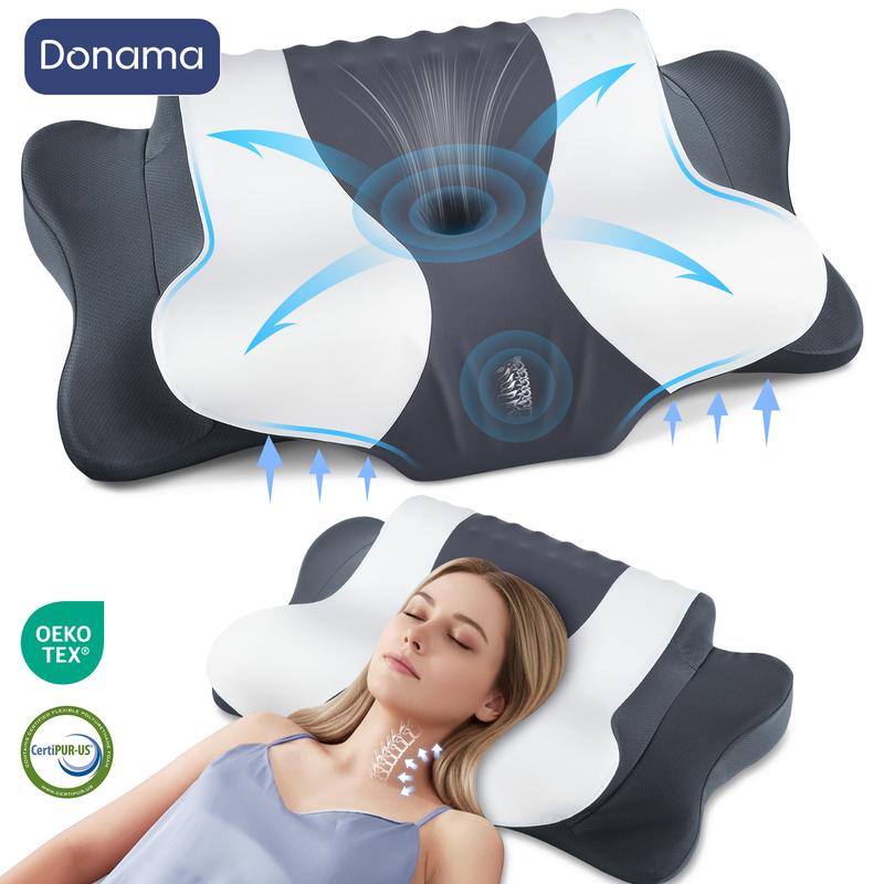DONAMA Cervical Support Pillow, Ergonomic Memory Foam, Ideal for Side, Back & Stomach Sleepers, Provides Optimal Neck Support