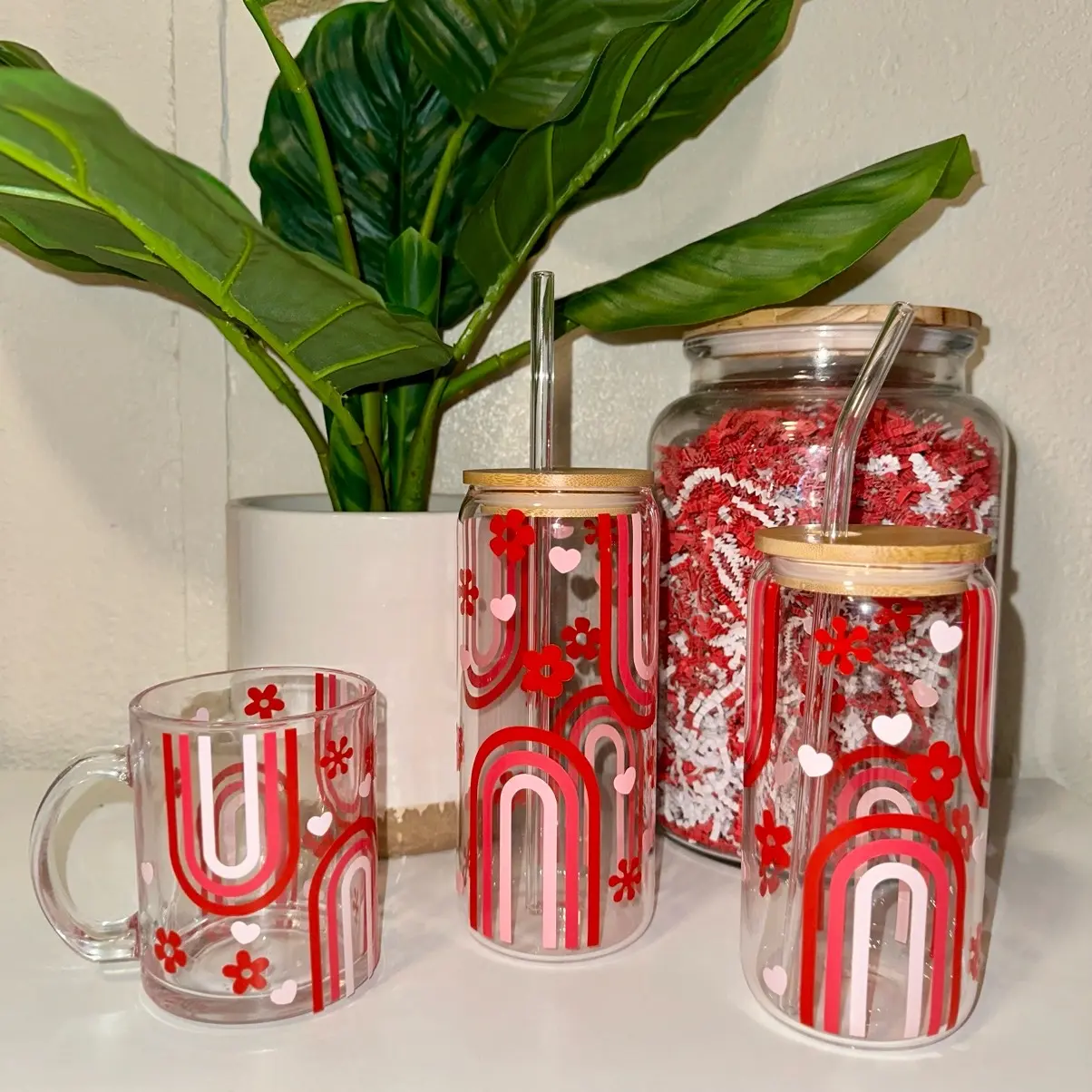 Valentine Rainbow Glass Cup