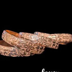 Solid Copper Hawaiian Floral Adjustable Bangle