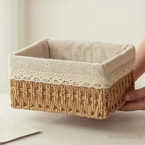 Rattan Storage Basket3 Count Tabletop SnackStorage Box, Desktop Drawer MiscellaneousStorage, Gift Basket, Room Decor, OrganiserAAVibeVault32
