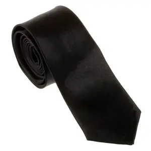 Unisex Casual Necktie Skinny streamlined Narrow Neck Tie - Black