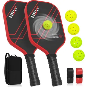 Pickleball Paddles Set of 2 - Graphite Carbon Fiber Pickleball Set with 16mm, Lightweight T700 Pickle Ball Rackets 2 Pack with 4 Outdoor Balls and 1 Bag