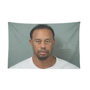 Tiger Woods 2017 Mugshot Flag - Iconic Moment Wall Flag - Celebrate Sports History with Teamwork Excellence and Collaboration Tribute Decor Tapestry Bedroom Dorm Wall AthleteFlags Athlete Flags