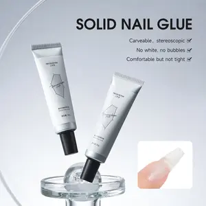 Solid Nail Glue for Press-On Nails - Strong Clear Acrylic Nail Tips Solid Gel Nail Glue Home DIY Nail Polish Remover Quick and Easy Without Hurting Nails.