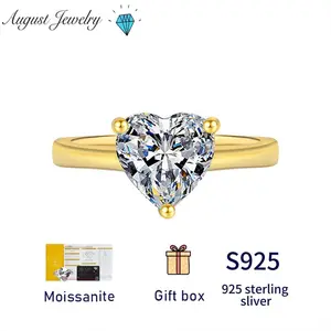 2 Carat Moissanite Engagement Ring Classic Heart Shape 925 Sterling Silver Simple Elegant Women’s Band Perfect for Anniversaries Proposals
