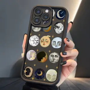 Vintage Moon Faces Soft Case for iPhone 17 Air 16 Pro Max 15 Plus 14 13 12 11 X XS Shockproof Full Body Protection Durable Cover Gift