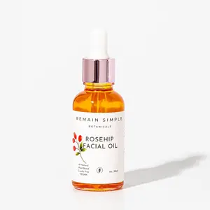 Remain Simple Rosehip Facial Oil Natural Organic Retinol with Hexane Free Castor Oil & Apricot Oil for Brightening & Wrinkle Reduction
