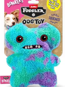 Bonkers Fuggler Gap Tooth Mcgoo Squeaky & Plush Dog Toy for Playtime, Blue, 8 inches