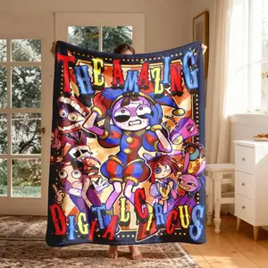 Amazing Digital Circus Flannel Blanket,Baby blankets and adult blankets Large Size Soft Lightweight Warm Throw, HD Print Cozy Blanket, Perfect for Bed Sofa Office Camping Travel, Great Gift for Kids Adults Fans, Birthday Christmas Holiday birthday gift