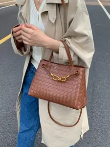 Vintage Bow Handbag, Retro Style Crossbody Bag, Versatile Shoulder Bag, PU Tote Satchel, Woven Design, Perfect for Daily Use, Women's Fashion Accessory, Hobo Crossbody Bags