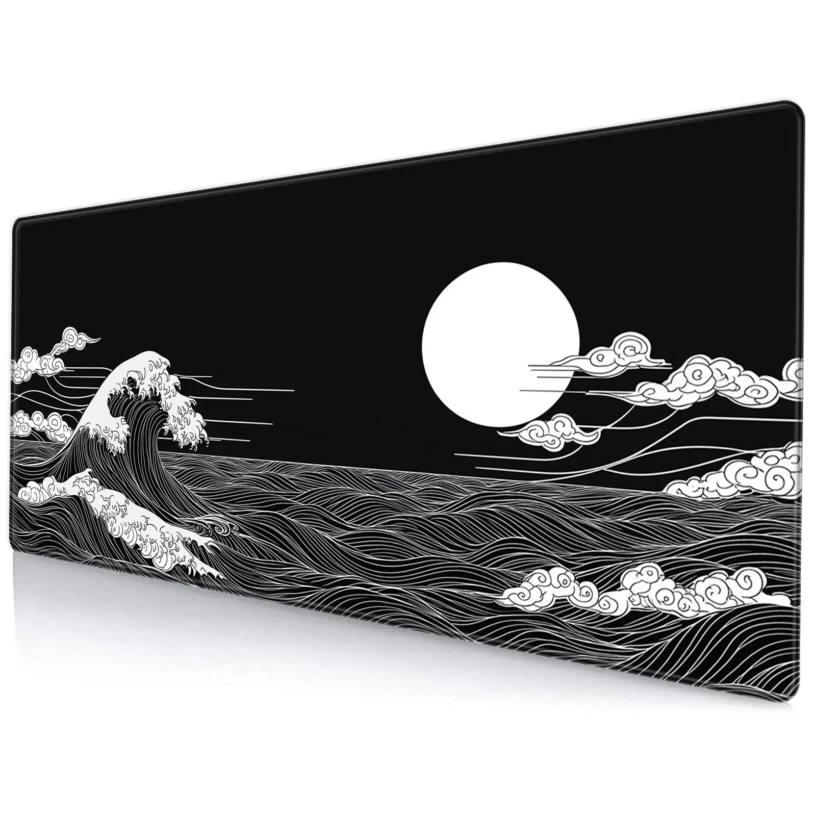 Sea Wave Pattern Mouse Pad, Large Anime Mousepad, Extended Mouse Mat, Thick Non-slip Rubber Base Big Desk Pad, Computer Desk Mat for Office, Aesthetic Desk Accessories, Corporate Work Desk Accessories