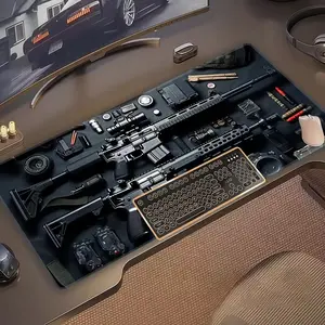 Dual Tactical Rifle Layout Desk Mat Black Ops Warrior Gear Mouse Pad Courage Duty Service Honor Legacy Strong