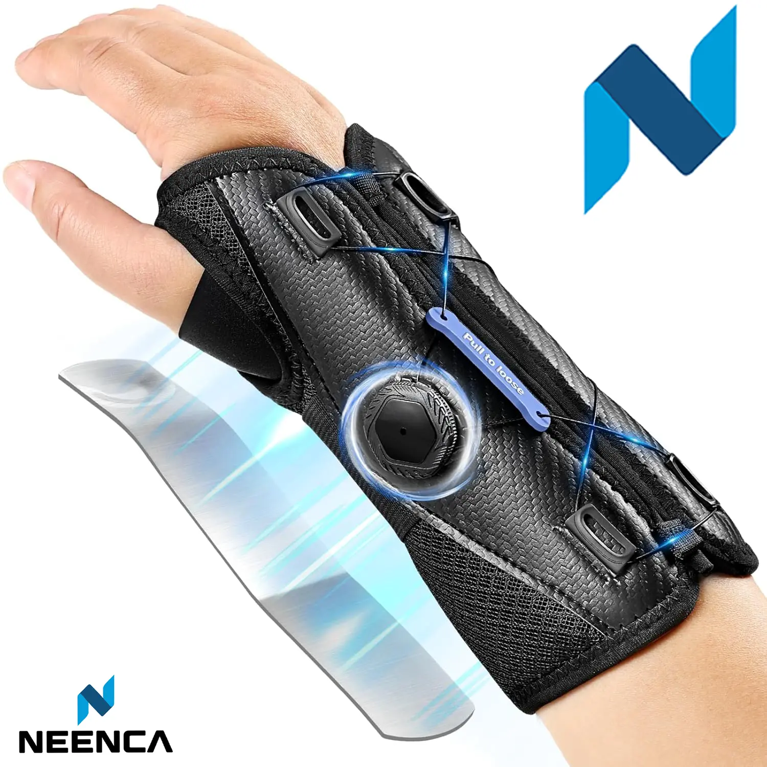 NEENCA Wrist Wrap with Knob, Adjustable Corrector Sleeve with Reinforced Rope Construction for Men and Women, Night Support for Tendonitis Pain Relief