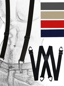 Men's 1.5 Inch Hidden Back Straps, 4 Hooks Design, 3.8cm Wide X-Type Suspender Belt, Comfortable and Stylish Underwear Accessory