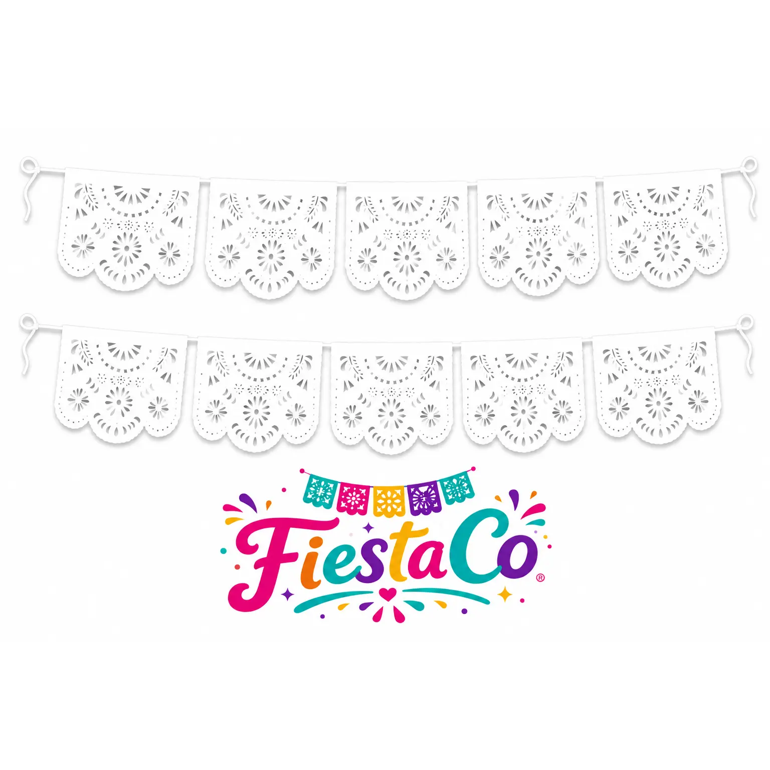 PAQ. 5 PZAS PAPEL PICADO EN TIRA 1/2 DESTELLO BLANCO