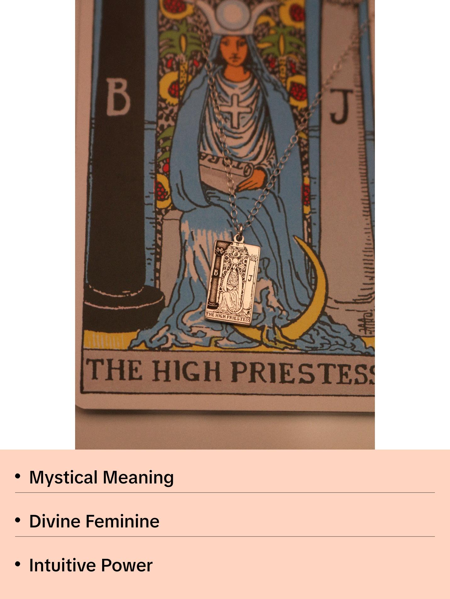 The High Priestess Tarot Card Necklace - Sterling Silver