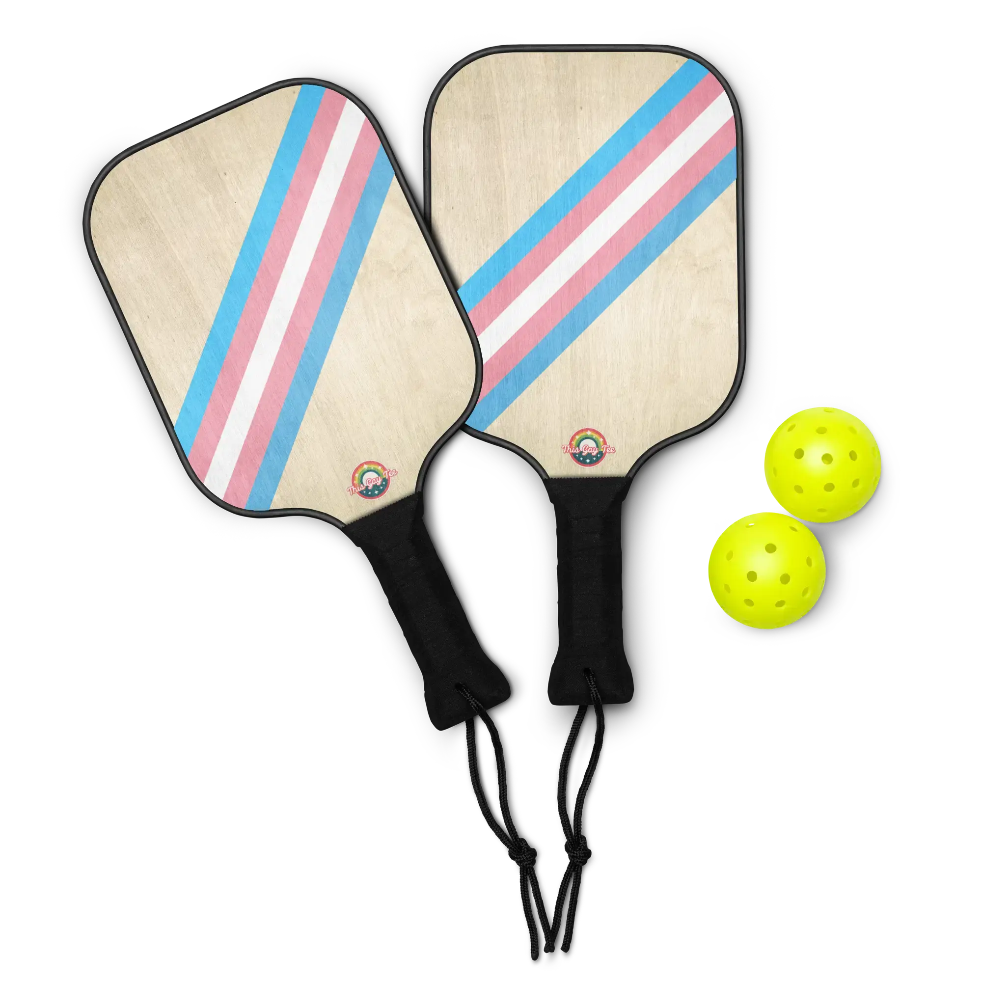 Trans Stripe Pickleball Set