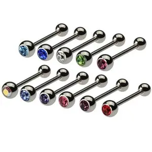 Colored Gem Barbell / Tongue Ring