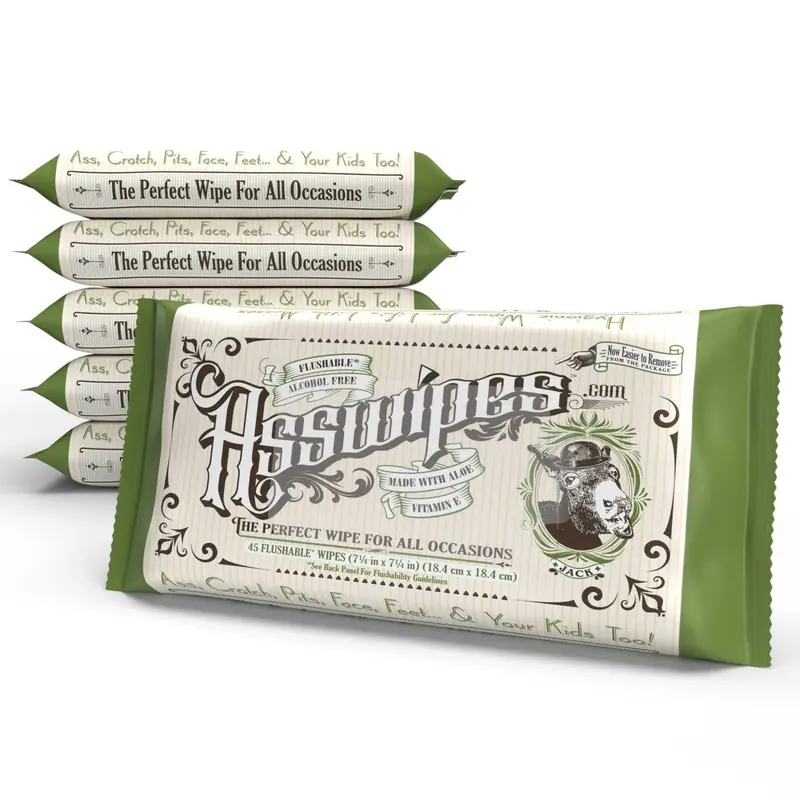 Asswipes Flushable Wipes for Adults - Body, Bathroom & Butt Wipes for Men, Women, with Aloe and Vitamin E - Made without Alcohol or Fragrance Sensitive Skin Moist Towelettes