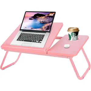 Laptop Desk for Bed Couch, Portable Lap Desk for Laptops, Bed Table for Laptops, Foldable Laptop Stand for Beds, Bed Desk for Writing (Candy Pink)