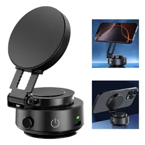 MagSafe Car Mount Magnetic Phone Holder with Electric One-Touch Vacuum Suction - N52 Strong Magnets, 360° Rotation, Adjustable Arm for iPhone 17/16/15/14/13/12 Series & MagSafe Android Phones - Dashboard Windshield Mount