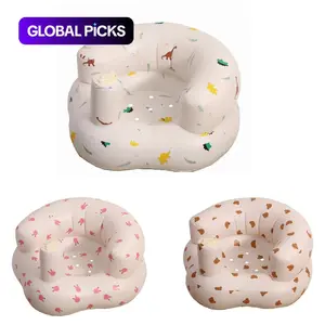 One-Click Inflatable Infant Learning Seat, Portable Foldable Toddler Chair, Cartoon Print, PVC Material, Animal Pattern