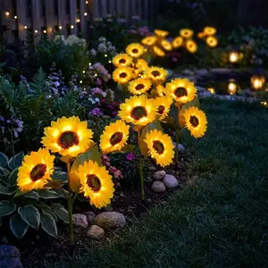 Solar Sunflower Solar Outdoor Lights - 2/4/6 Pack IP65 Waterproof LED Stake Lights with Auto On/Off, Outdoor Decor Landscaping Decor for Yd, Patio, Walkway halloween 2026 decor