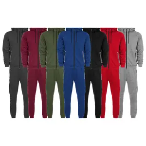 Men's 2 Piece Tech Fleece  Zip Hoodie & Jogger Pants Set With Reflective Trim Designed Pockets