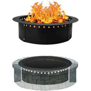 FEBTECH Smokeless Firepit Ring 36" OD & 30" ID Carbon Steel Fire Ring for Outdoor Fire Pits with Heat Resistant Coating Portable DIY Fire Pit Insert for Outdoor Bonfires Camping and Gatherings